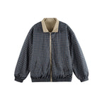 Unisex Lightweight Oversized Zip Jacket in Bomber Style with Checkered Collar and Elastic Cuffs Fashion Glam