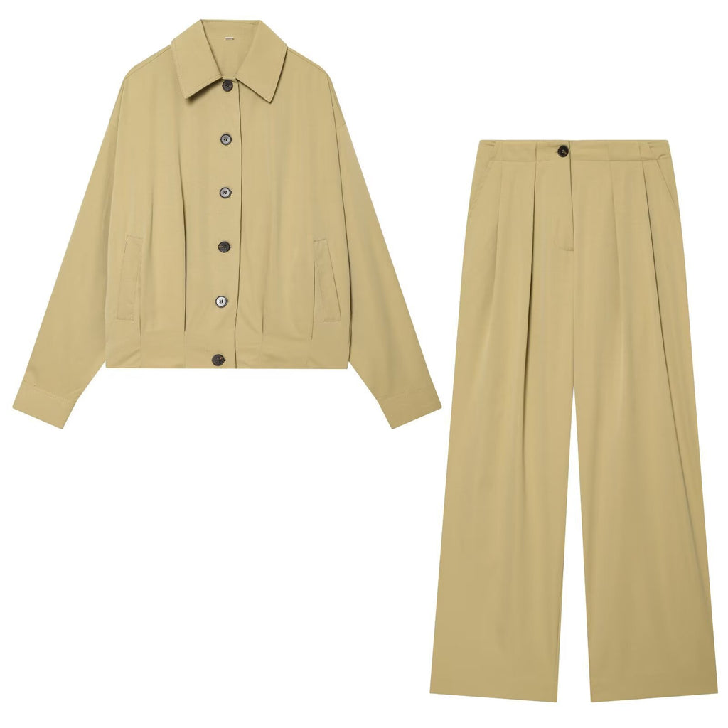 Women wide high-waisted pleated trousers with wide leg Fashion Glam