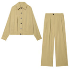 Women wide high-waisted pleated trousers with wide leg Fashion Glam