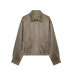Women's Oversized Bomber Jacket in Vintage Velour Look with Kent Collar, Patch Pockets and Elastic Hem Fashion Glam