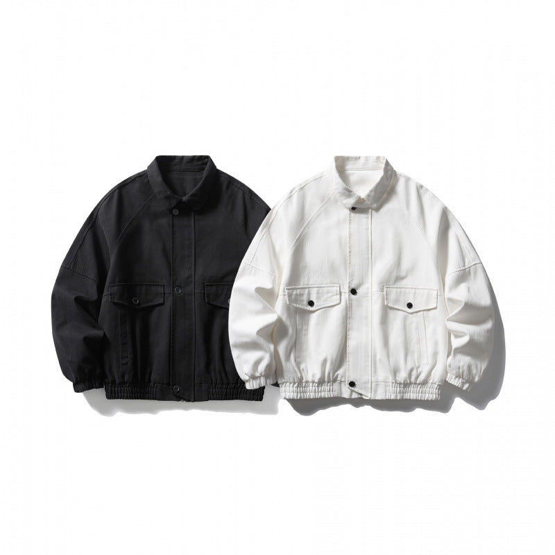 Unisex short-cut boxy jacket made of denim with elastic hem and flap pockets Fashion Glam