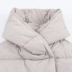 Women short cut oversized quilted jacket with high wrap collar and padded lining Fashion Glam