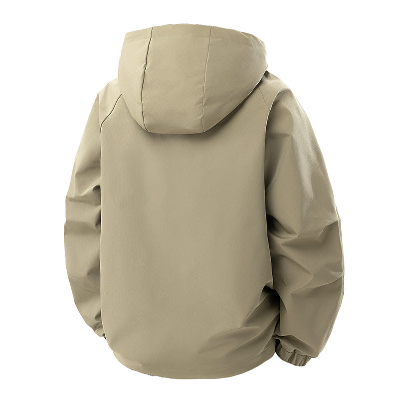 Men's Minimalist Tech Softshell Parka with Hood, Concealed Zipper and Cargo Chest Pockets Fashion Glam