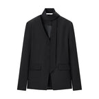Women's Tailored Blazer with Bow, V-Neck and Flap Pockets Fashion Glam