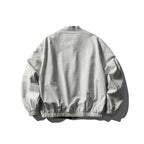 Unisex Light Oversized Bomber Jacket Made of Textured Fabric with Stand-Up Collar and Elastic Hem Fashion Glam