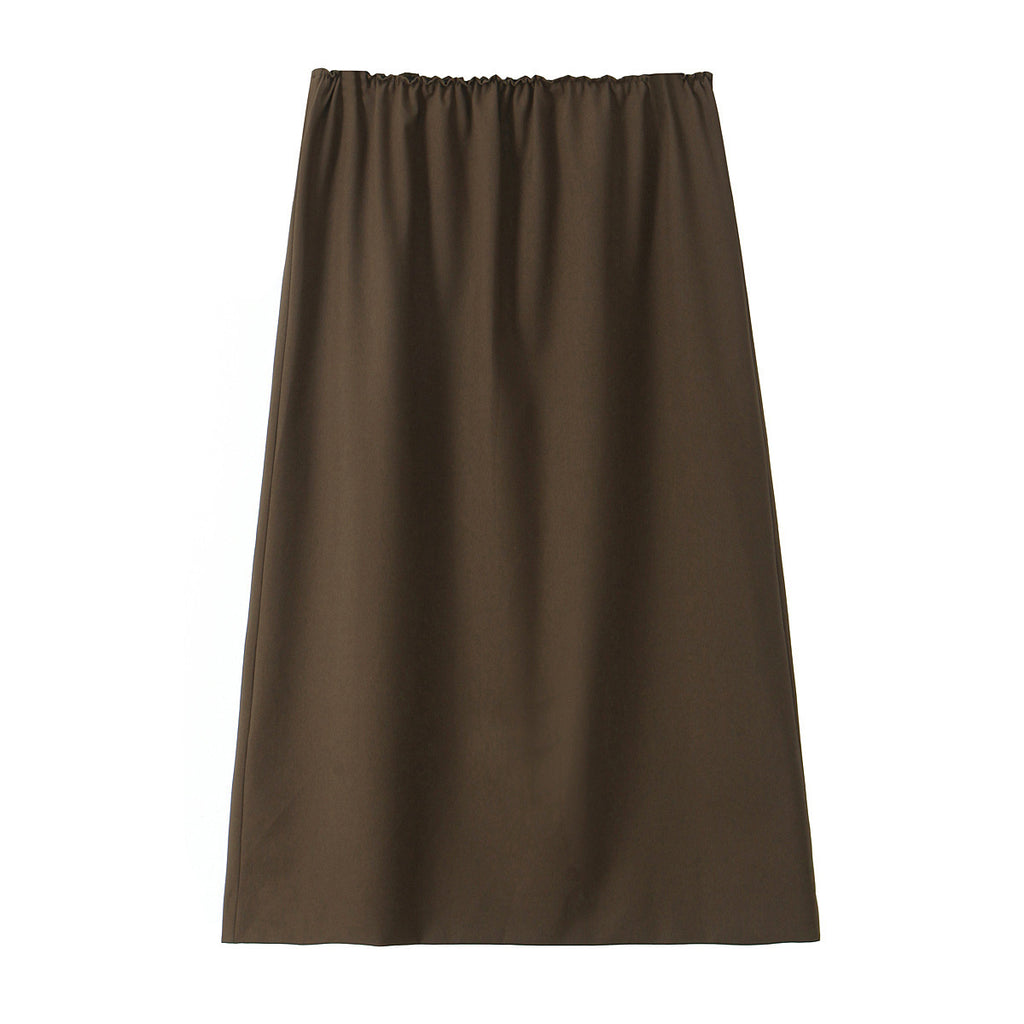 Women A-line midi skirt with elastic waistband and flowing silhouette Fashion Glam