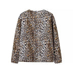 Women's Lightweight Leopard Print Cardigan Jacket with Bow Closures and Patch Pockets Fashion Glam