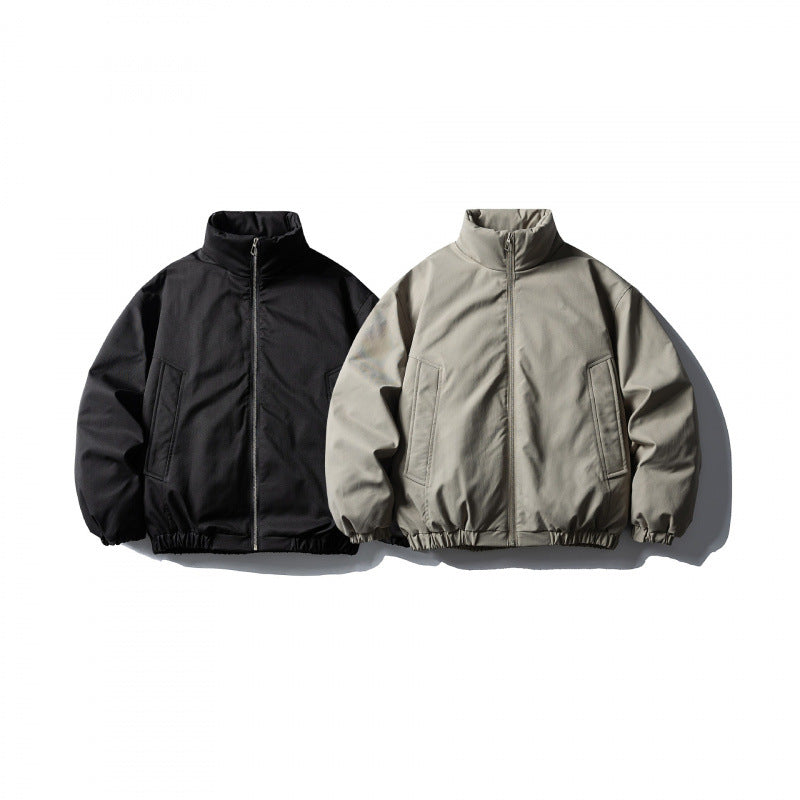 Unisex Boxy short padded transitional jacket with high stand collar and elastic hem Fashion Glam
