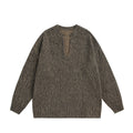Unisex Oversize Fleece Sweater with V-Slit Collar and Boucle Look Fashion Glam