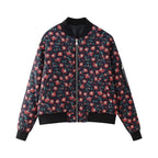 Women's lightly padded quilted bomber jacket with floral all-over print and ribbed cuffs Fashion Glam