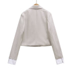 Women Cropped Double-Breasted Blazer with Lapel Collar Fashion Glam