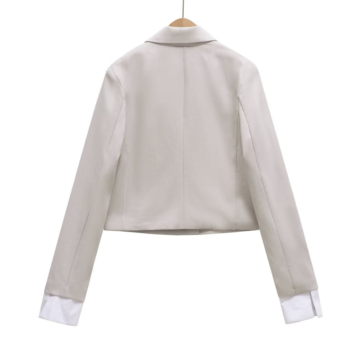 Women Cropped Double-Breasted Blazer with Lapel Collar Fashion Glam
