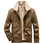 Men's Padded Trucker Jacket in Suede Look with Sherpa Collar Fashion Glam
