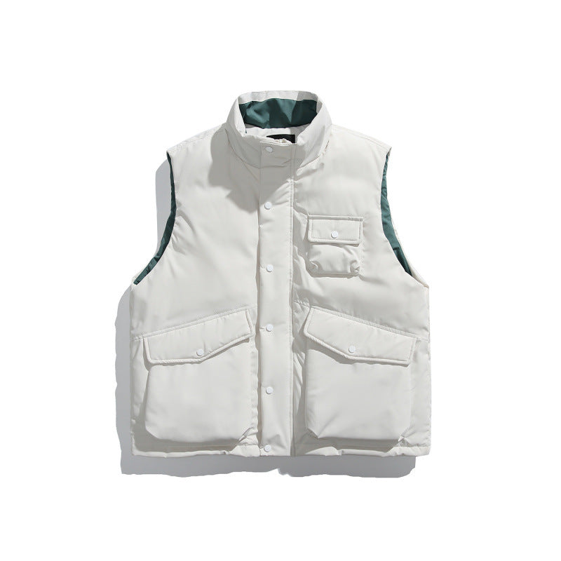 Unisex Padded Utility Vest with Stand-Up Collar and Flap Pockets Fashion Glam