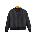 Women short cut nylon bomber jacket with shiny surface, padded lining and metal zipper Fashion Glam