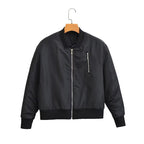 Women short cut nylon bomber jacket with shiny surface, padded lining and metal zipper Fashion Glam