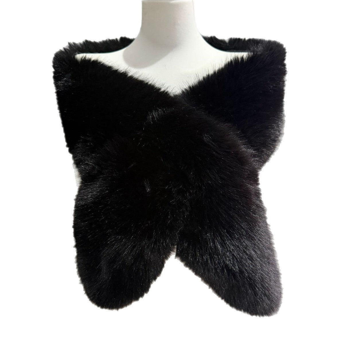 Women's Luxurious Reversible Faux Fur Shoulder Stole with V-Shape Fashion Glam
