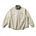 Men's oversized shirt in relaxed fit with contrast collar and patch chest pocket Fashion Glam
