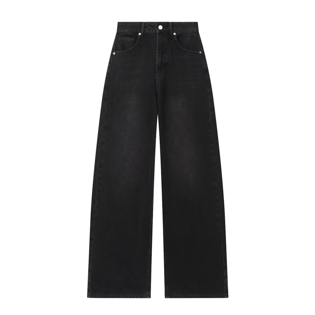 Women's High-Waisted Jeans with Wide Leg and Straight Cut Fashion Glam