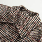 Women's Oversize Short Jacket in Houndstooth Pattern with Stand Collar and Elastic Hem Fashion Glam