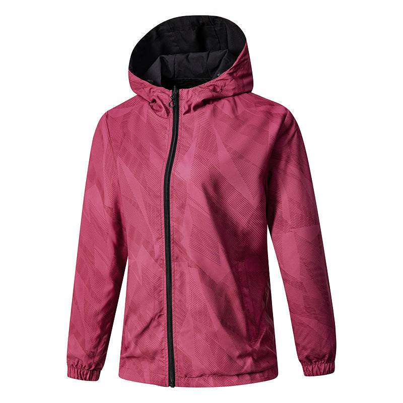 Women Lightweight Technical Hooded Jacket Water-Repellent with Full Zip and Elastic Cuffs Fashion Glam