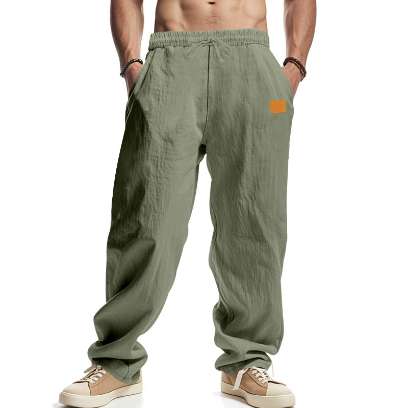 Men's casual linen pants with elastic waistband and generous side pockets Fashion Glam