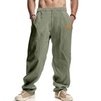 Men's casual linen pants with elastic waistband and generous side pockets Fashion Glam