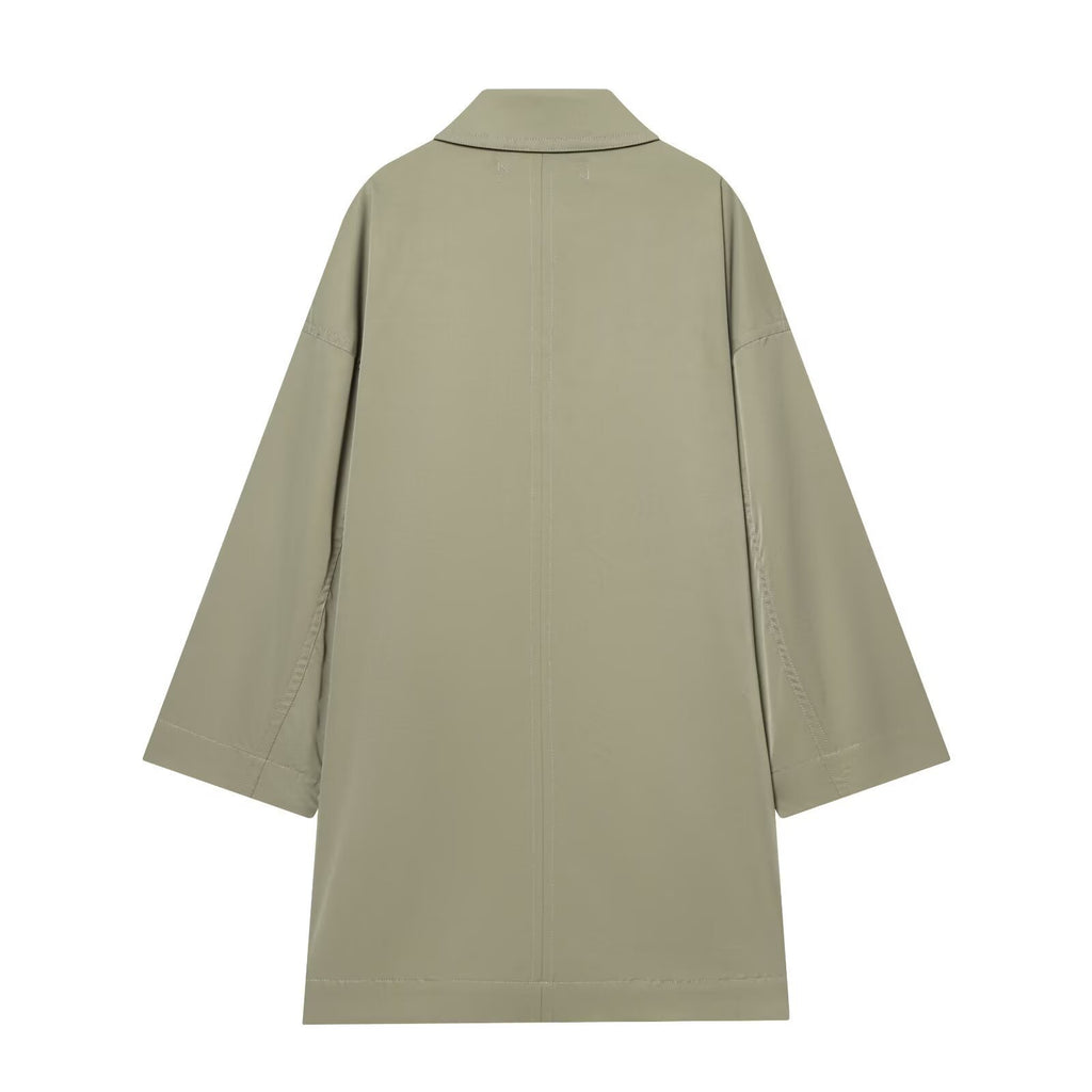 Women Wide-Cut Cape Coat with Concealed Button Placket and Patch Pockets Fashion Glam