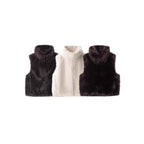 Women's Sleeveless Teddy Plush Vest with High Stand-Up Collar and Dense Long Pile Fashion Glam