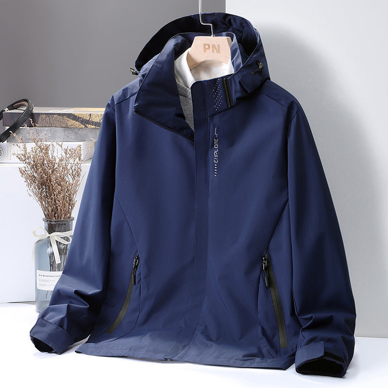 Men's lightweight water-repellent hooded shell jacket with windproof membrane and concealed zipper Fashion Glam