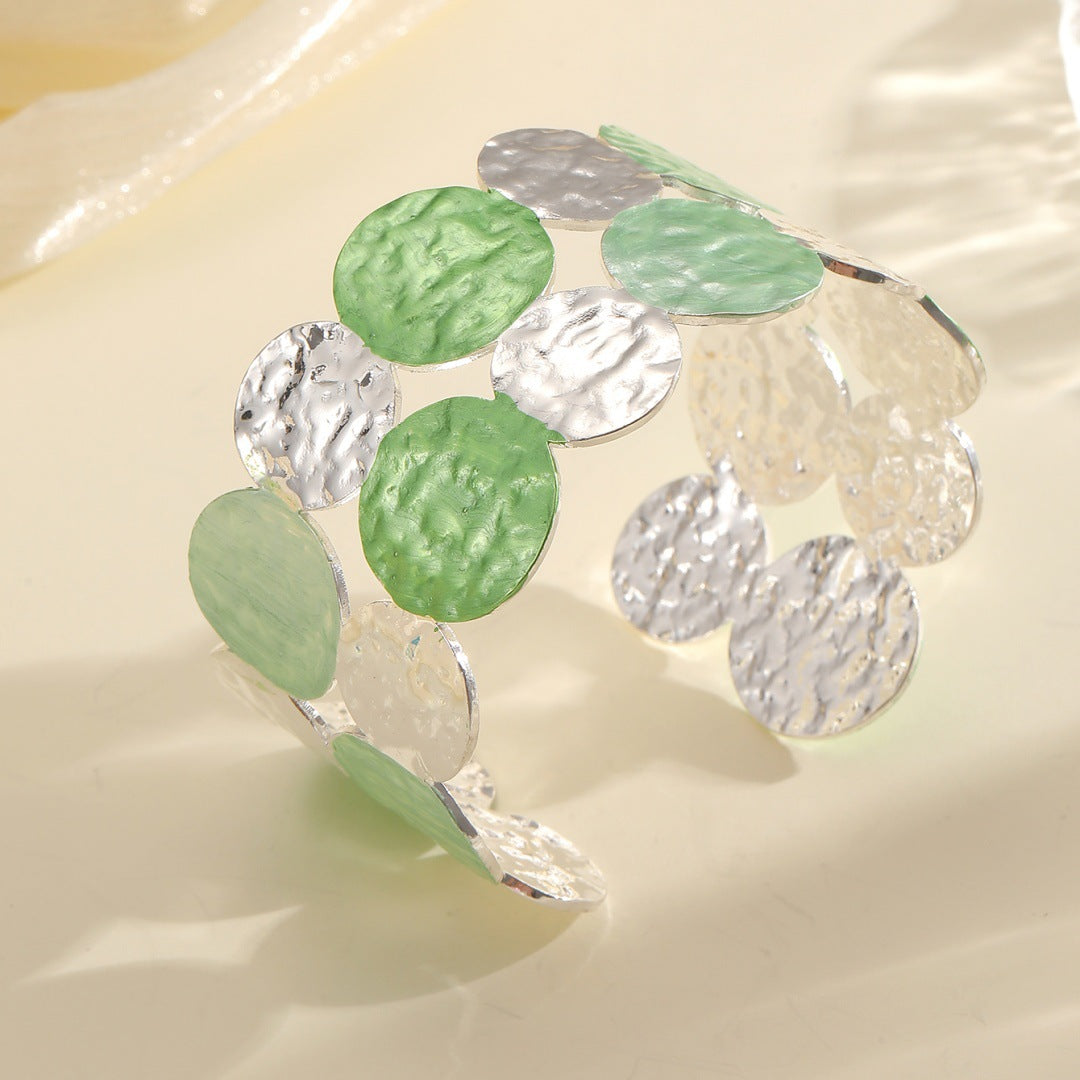 Ladies Open Bangle with Intricate Circle Design Fashion Glam