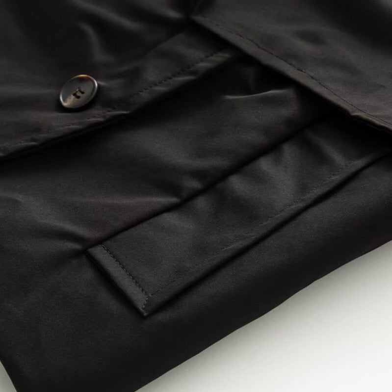 Women Short Cut Cropped Trench Coat with Double-Breasted Button Closure and Epaulets Fashion Glam