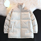 Unisex Padded Oversize Quilted Jacket with Stand-up Collar and Concealed Zipper Fashion Glam