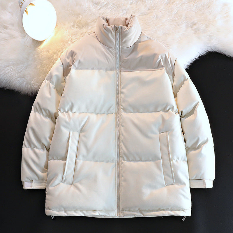 Unisex Padded Oversize Quilted Jacket with Stand-up Collar and Concealed Zipper Fashion Glam