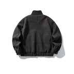 Unisex Boxy-Wool Blend Jacket with Stand-Up Collar and Elastic Hem Fashion Glam