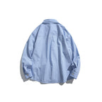Men's Oversized Shirt with Fine Stripes and Contrast Button Placket Fashion Glam
