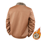 Men's faux leather bomber jacket with warming teddy lining and foldable fur collar Fashion Glam