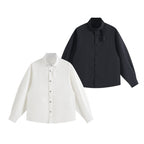 Unisex Boxy Overshirt with Stand Collar, Tie Loop and Snap Button Placket Fashion Glam
