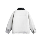 Unisex Boxy transitional jacket with contrasting faux leather collar and concealed zipper Fashion Glam