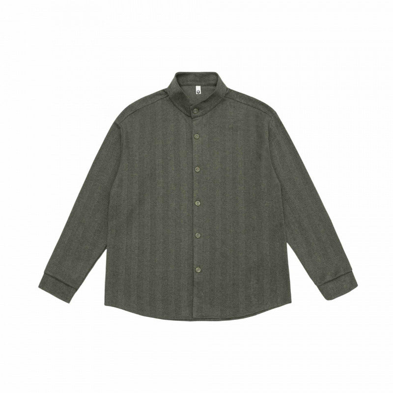 Unisex Oversize shirt with short stand-up collar, continuous button placket and textured weave structure Fashion Glam