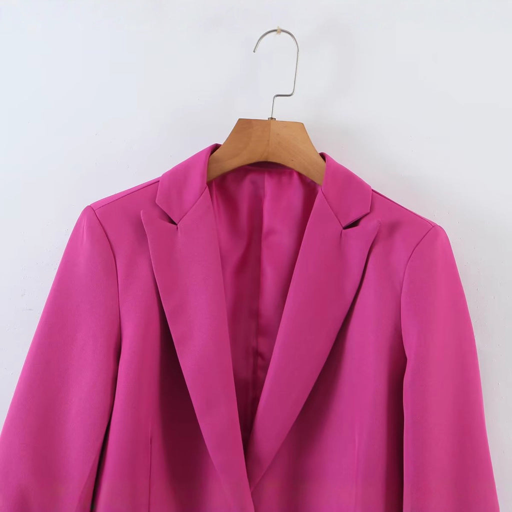 Women's Tailored Longline Blazer with Patch Pockets and Narrow Lapels Fashion Glam