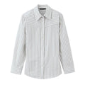 Women Striped Blouse with Western Yoke and Kent Collar Fashion Glam