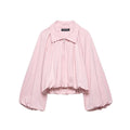 Women's Short Oversized Bomber Jacket with Voluminous Sleeves and Elastic Fashion Glam