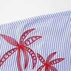 Women Oversized Shirt Blouse with Pinstripes, Palm Embroidery and Three-Quarter Sleeves Fashion Glam