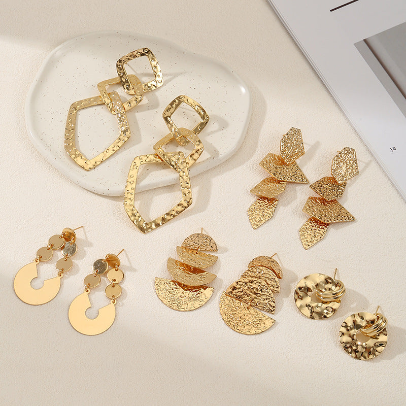 Women's elegant earrings with rustic, folded design Fashion Glam