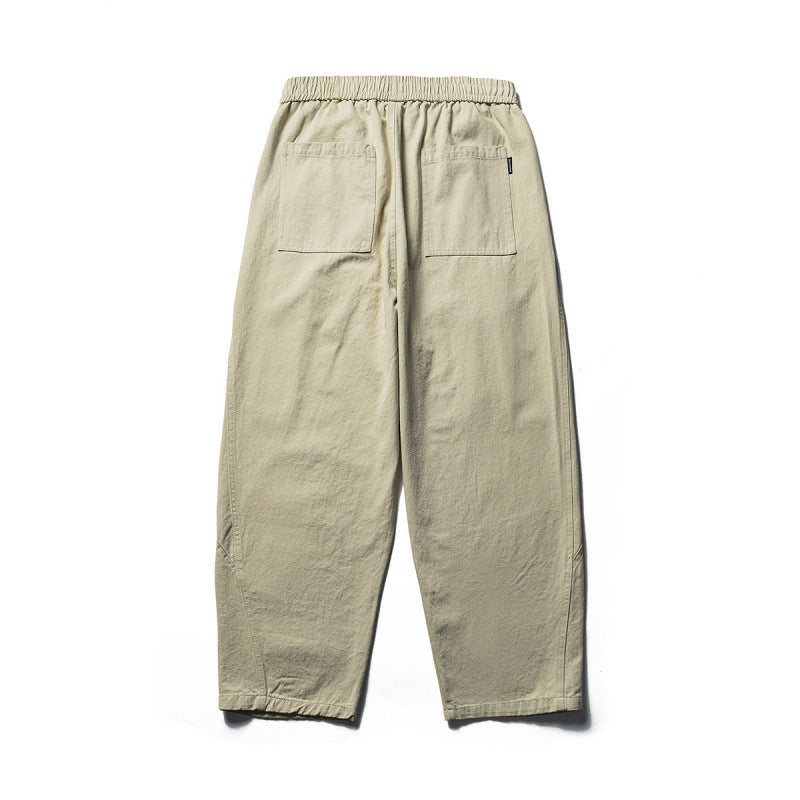 Men's Lightweight Loose-Fit Linen-Cotton Casual Pants with Elastic Waistband, Drawstring and Utility Pockets Fashion Glam