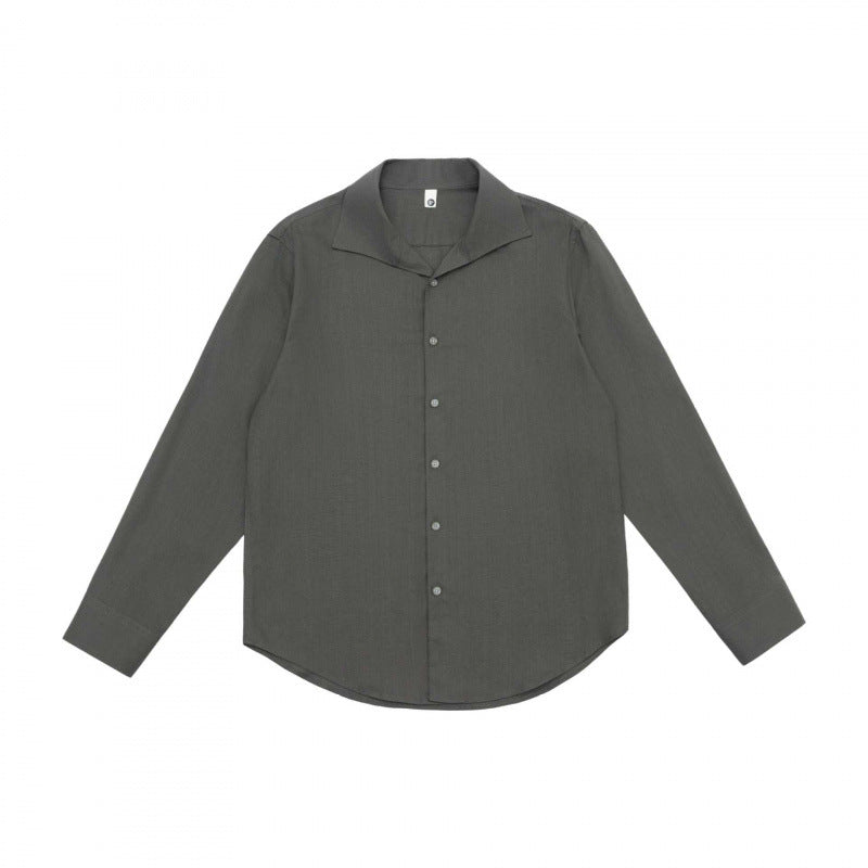 Men's Lightweight Long Sleeve Shirt with Open Lapel Collar and Boxy Cut Fashion Glam