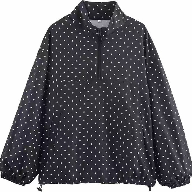 Women's lightweight dotted anorak with half zipper and drawstring Fashion Glam