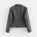 Women Short Cut Double Breasted Blazer in Houndstooth Pattern Fashion Glam