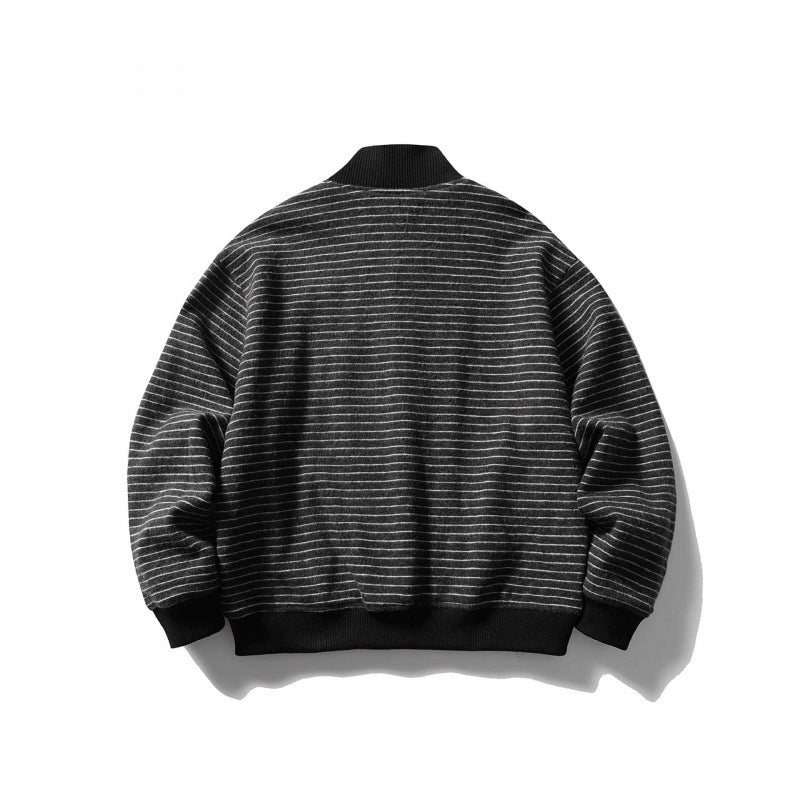 Unisex Boxy Knit Jacket in Bomber Style with Stand Collar and Button Placket Fashion Glam